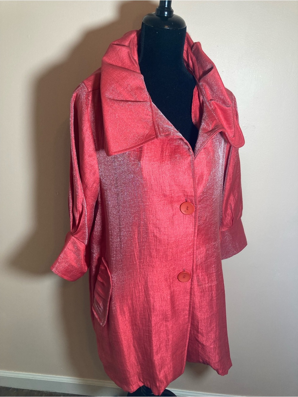 Shimmering Red Statement Blazer Jacket